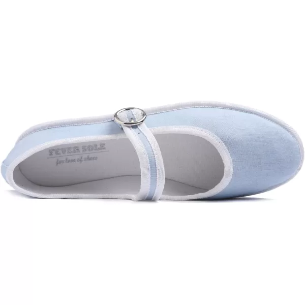 FEVERSOLE Women's Soft Breathable Mary Jane Memory Foam Cushioned Comfort Round Toe Metal Buckle Flats Walking Shoes