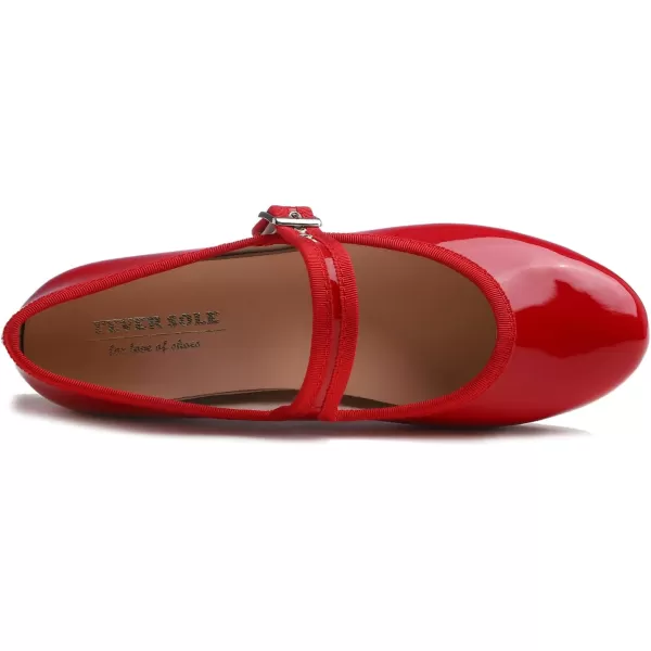 FEVERSOLE Women's Soft Cushion Extra Padded Comfort Round Toe Mary Jane Metal Buckle Fashion Ballet Flats Walking Shoes
