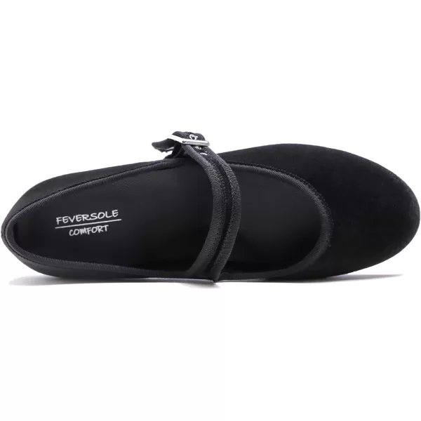 FEVERSOLE Women's Soft Cushion Extra Padded Comfort Round Toe Mary Jane Metal Buckle Fashion Ballet Flats Walking Shoes