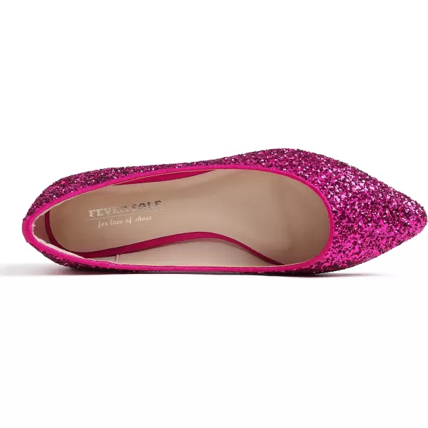 FEVERSOLE Women's Sparkle Memory Foam Cushioned Colorful Shiny Ballet Flats Glitter