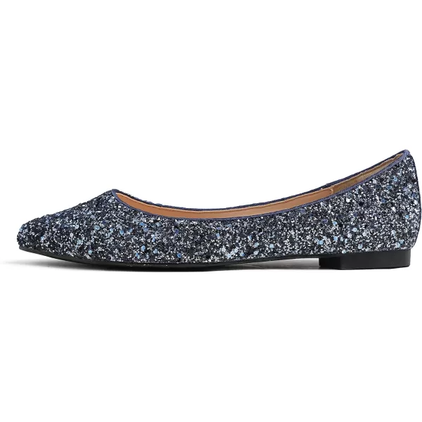 FEVERSOLE Women's Sparkle Memory Foam Cushioned Colorful Shiny Ballet Flats Glitter