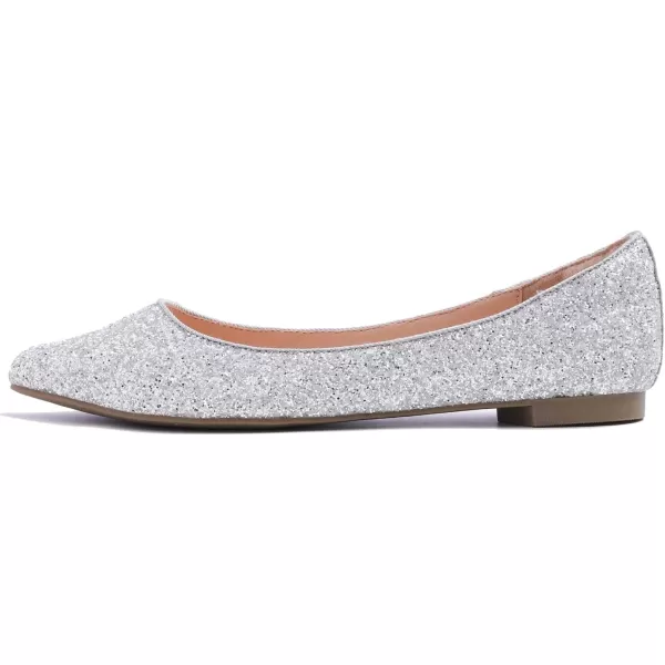 FEVERSOLE Women's Sparkle Memory Foam Cushioned Colorful Shiny Ballet Flats Glitter