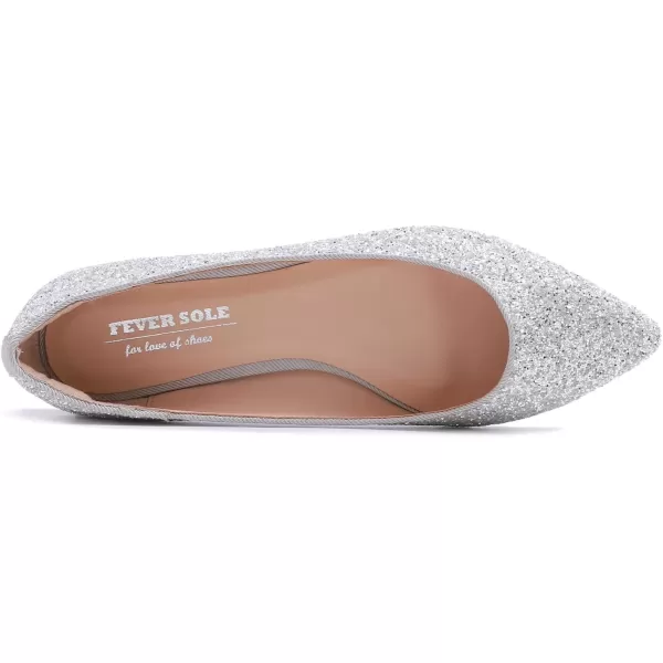 FEVERSOLE Women's Sparkle Memory Foam Cushioned Colorful Shiny Ballet Flats Glitter