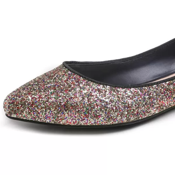 FEVERSOLE Women's Sparkle Memory Foam Cushioned Colorful Shiny Ballet Flats Glitter