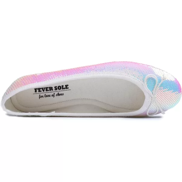 FEVERSOLE Women's Sparkle Memory Foam Cushioned Colorful Shiny Ballet Flats Glitter