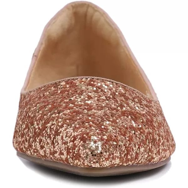 FEVERSOLE Women's Sparkle Memory Foam Cushioned Colorful Shiny Ballet Flats Glitter