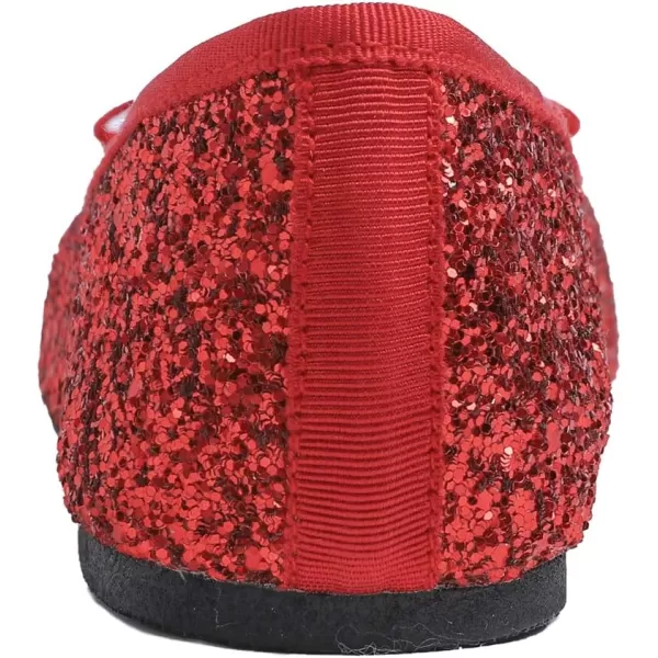 FEVERSOLE Women's Sparkle Memory Foam Cushioned Colorful Shiny Ballet Flats Glitter