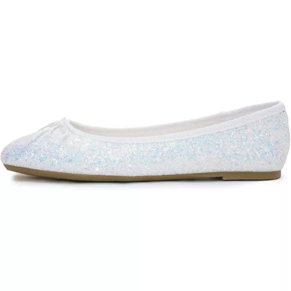 FEVERSOLE Women's Sparkle Memory Foam Cushioned Colorful Shiny Ballet Flats Glitter