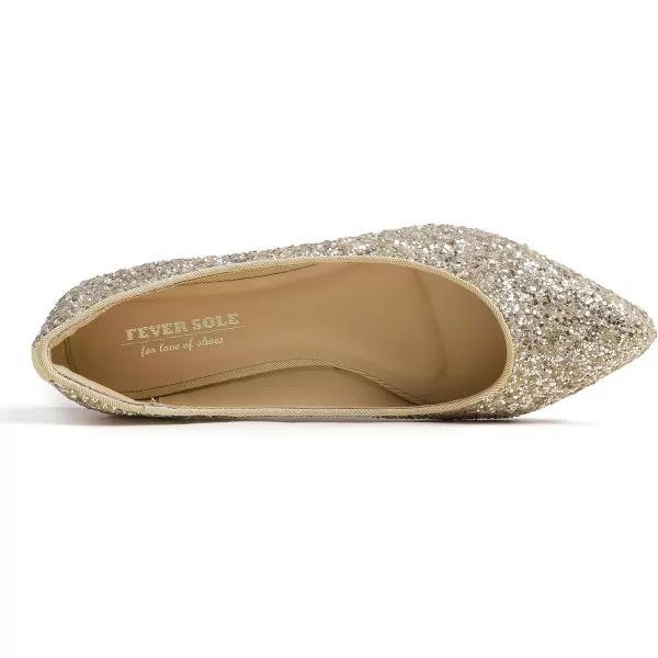 FEVERSOLE Women's Sparkle Memory Foam Cushioned Colorful Shiny Ballet Flats Glitter