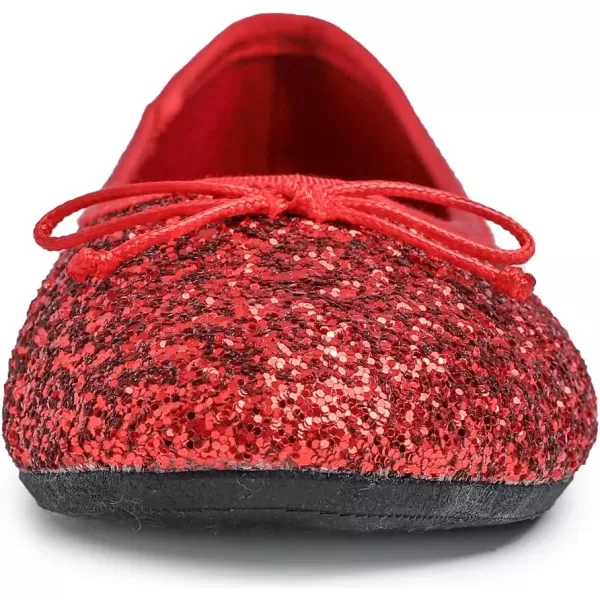 FEVERSOLE Women's Sparkle Memory Foam Cushioned Colorful Shiny Ballet Flats Glitter