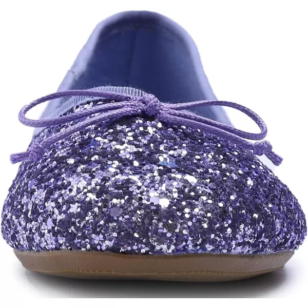 FEVERSOLE Women's Sparkle Memory Foam Cushioned Colorful Shiny Ballet Flats Glitter