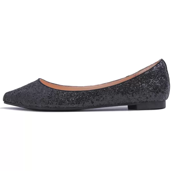 FEVERSOLE Women's Sparkle Memory Foam Cushioned Colorful Shiny Ballet Flats Glitter