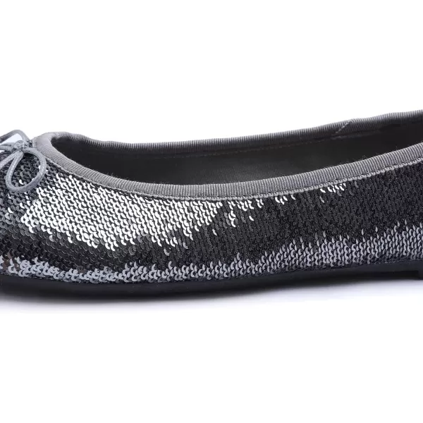 FEVERSOLE Women's Sparkle Memory Foam Cushioned Colorful Shiny Ballet Flats Glitter