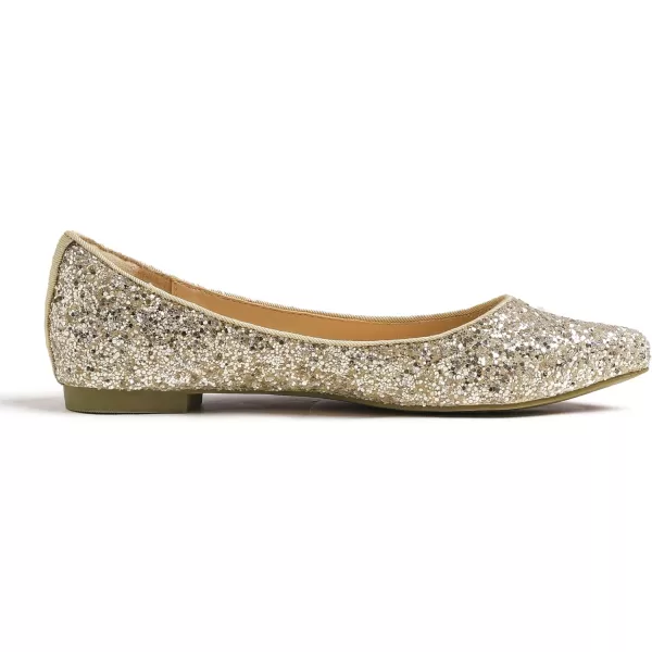 FEVERSOLE Women's Sparkle Memory Foam Cushioned Colorful Shiny Ballet Flats Glitter