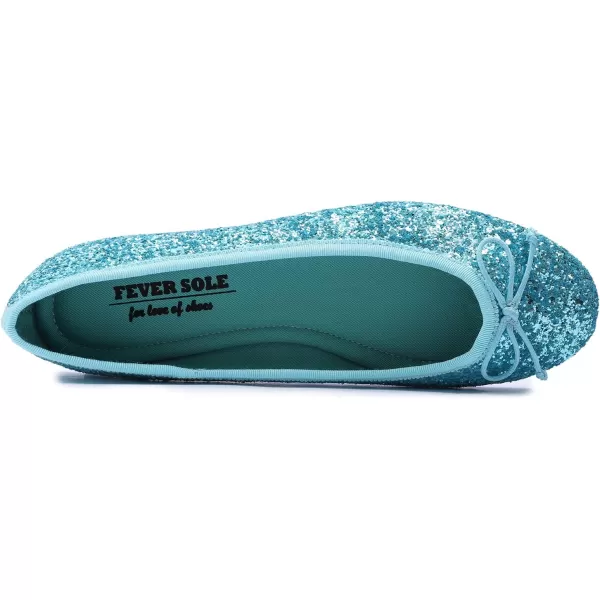 FEVERSOLE Women's Sparkle Memory Foam Cushioned Colorful Shiny Ballet Flats Glitter