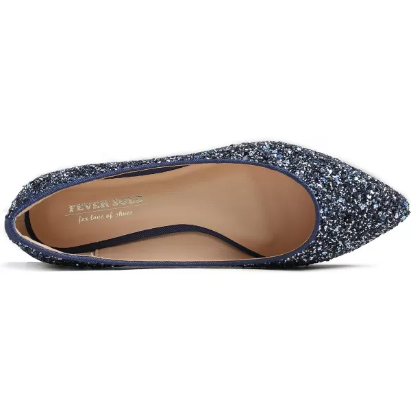 FEVERSOLE Women's Sparkle Memory Foam Cushioned Colorful Shiny Ballet Flats Glitter