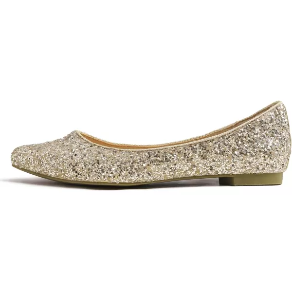 FEVERSOLE Women's Sparkle Memory Foam Cushioned Colorful Shiny Ballet Flats Glitter