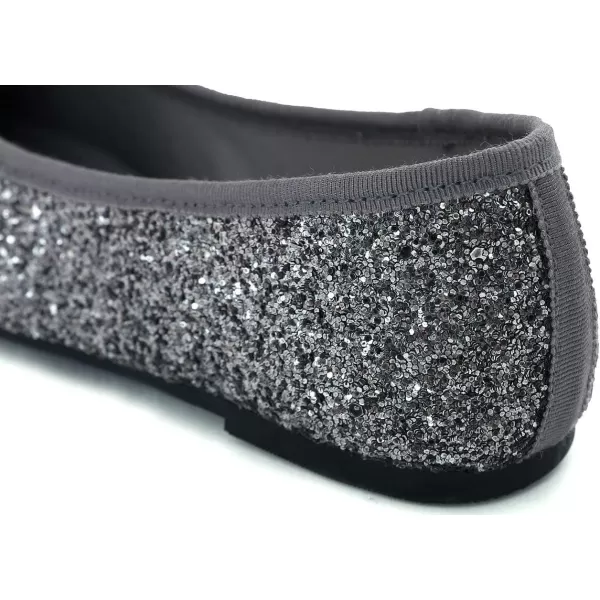 FEVERSOLE Women's Sparkle Memory Foam Cushioned Colorful Shiny Ballet Flats Glitter
