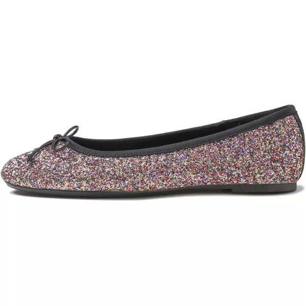 FEVERSOLE Women's Sparkle Memory Foam Cushioned Colorful Shiny Ballet Flats Glitter