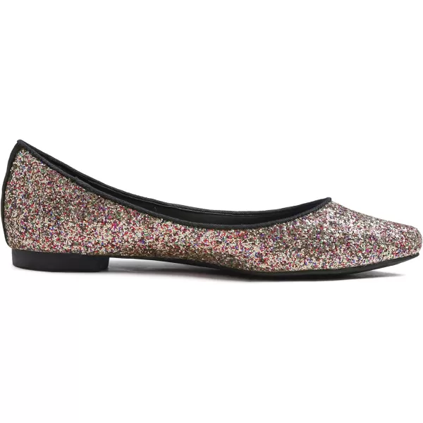 FEVERSOLE Women's Sparkle Memory Foam Cushioned Colorful Shiny Ballet Flats Glitter