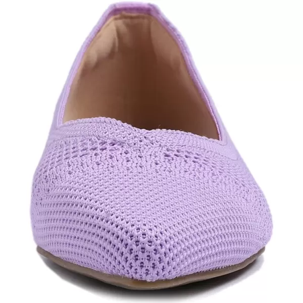 FEVERSOLE Women's Woven Pointy Fashion Cutouts Breathable Knit Flat Shoes