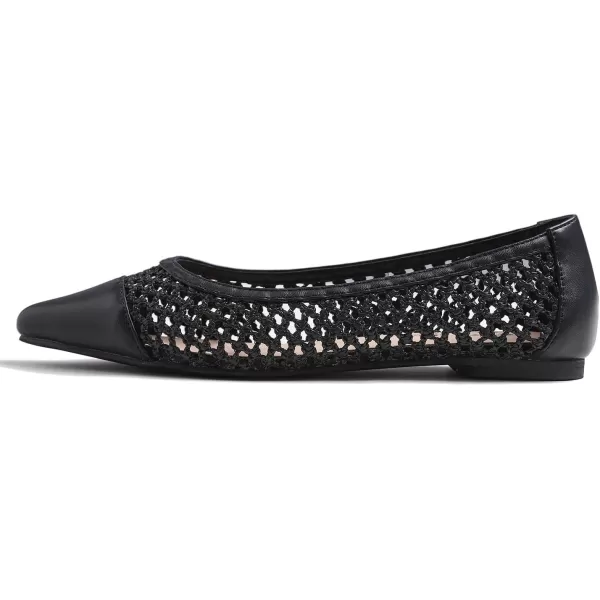 FEVERSOLE Women's Woven Pointy Fashion Cutouts Breathable Knit Flat Shoes