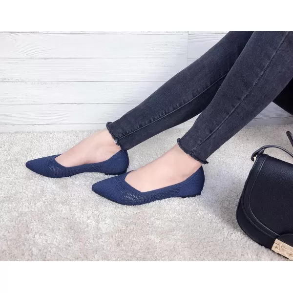 FEVERSOLE Women's Woven Pointy Fashion Cutouts Breathable Knit Flat Shoes