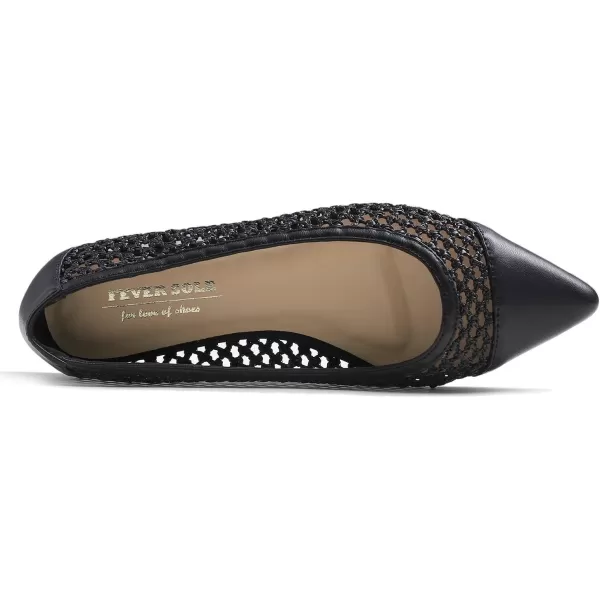 FEVERSOLE Women's Woven Pointy Fashion Cutouts Breathable Knit Flat Shoes