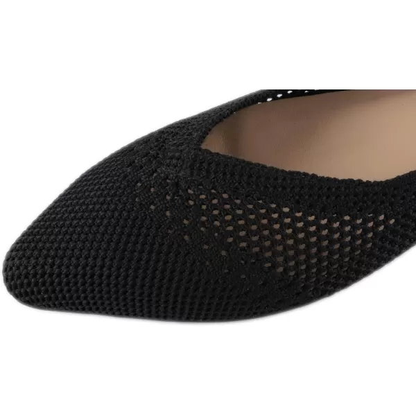 FEVERSOLE Women's Woven Pointy Fashion Cutouts Breathable Knit Flat Shoes