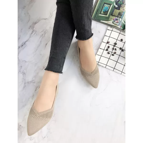 FEVERSOLE Women's Woven Pointy Fashion Cutouts Breathable Knit Flat Shoes