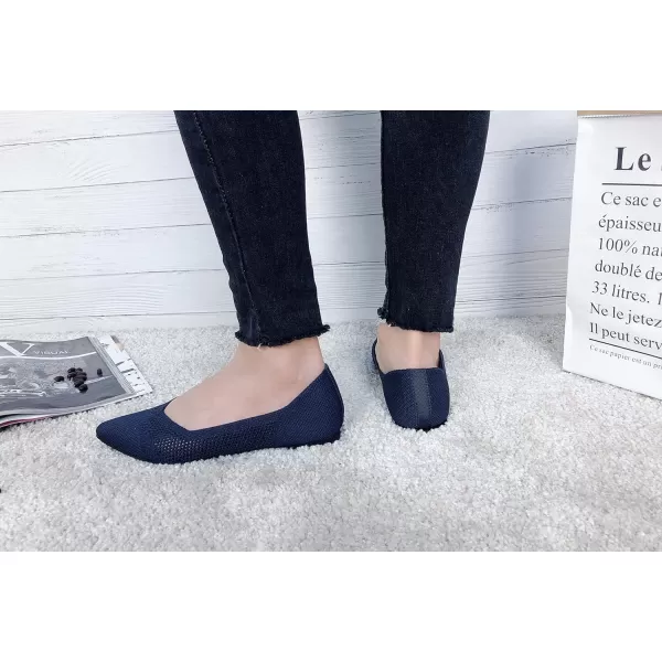 FEVERSOLE Women's Woven Pointy Fashion Cutouts Breathable Knit Flat Shoes