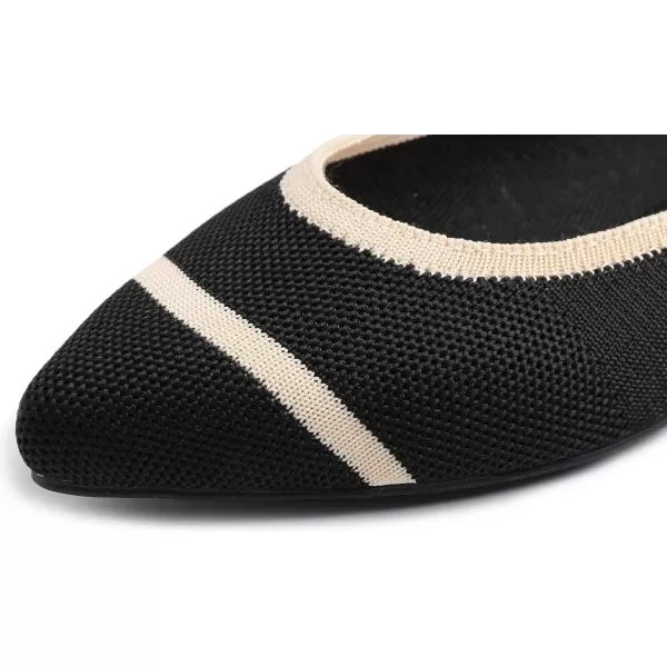 FEVERSOLE Women's Woven Pointy Fashion Cutouts Breathable Knit Flat Shoes