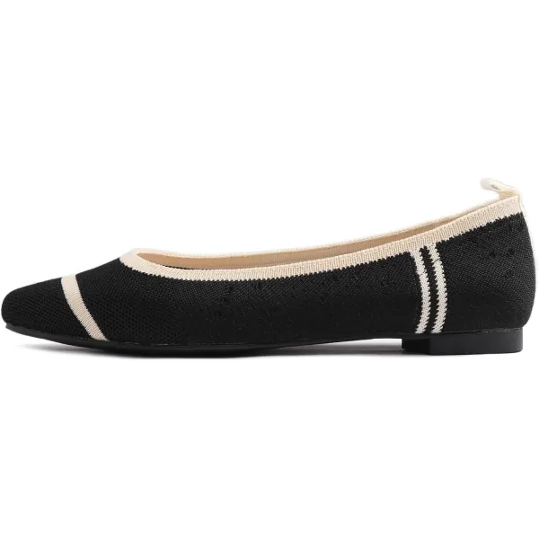 FEVERSOLE Women's Woven Pointy Fashion Cutouts Breathable Knit Flat Shoes