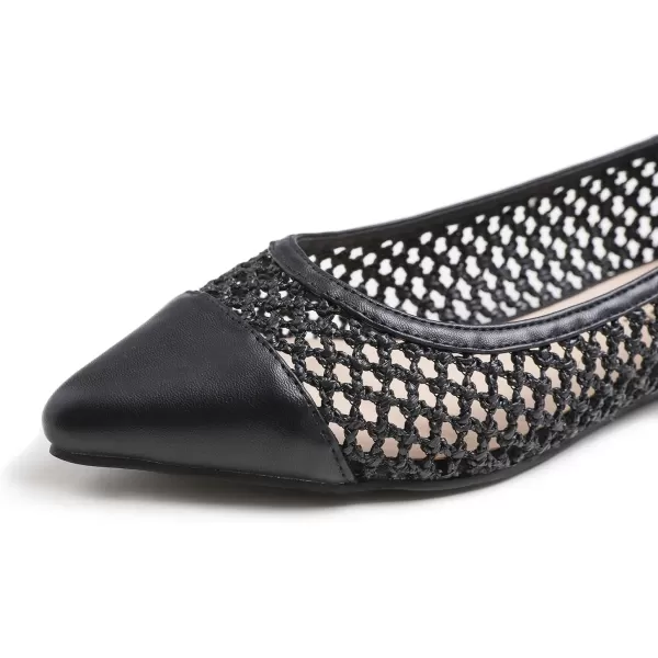FEVERSOLE Women's Woven Pointy Fashion Cutouts Breathable Knit Flat Shoes