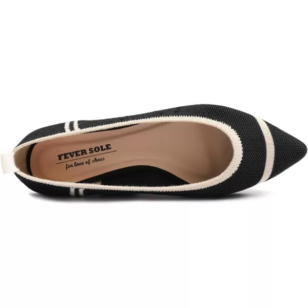 FEVERSOLE Women's Woven Pointy Fashion Cutouts Breathable Knit Flat Shoes