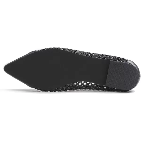 FEVERSOLE Women's Woven Pointy Fashion Cutouts Breathable Knit Flat Shoes