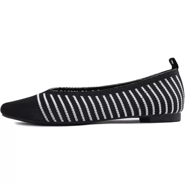 FEVERSOLE Women's Woven Pointy Fashion Cutouts Breathable Knit Flat Shoes