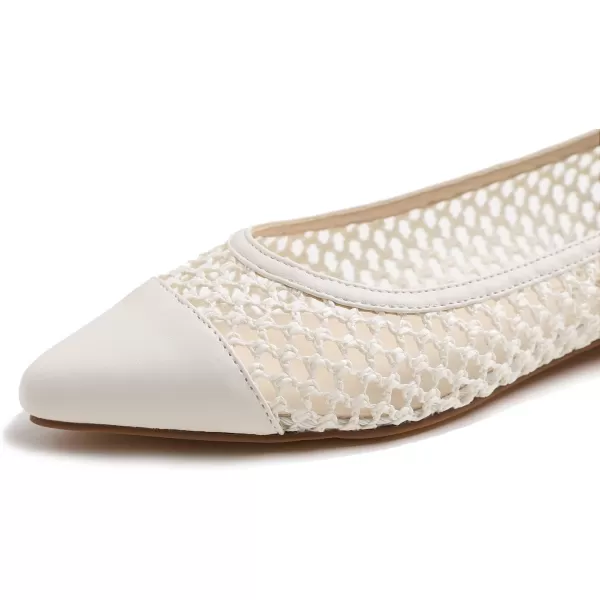 FEVERSOLE Women's Woven Pointy Fashion Cutouts Breathable Knit Flat Shoes