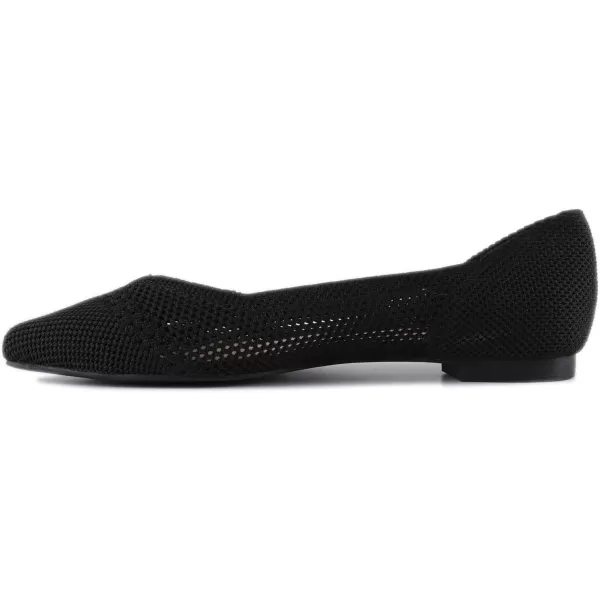 FEVERSOLE Women's Woven Pointy Fashion Cutouts Breathable Knit Flat Shoes