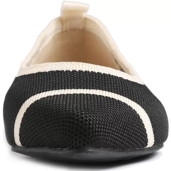 FEVERSOLE Women's Woven Pointy Fashion Cutouts Breathable Knit Flat Shoes
