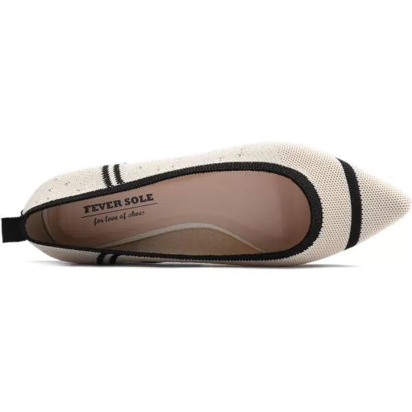 FEVERSOLE Women's Woven Pointy Fashion Cutouts Breathable Knit Flat Shoes