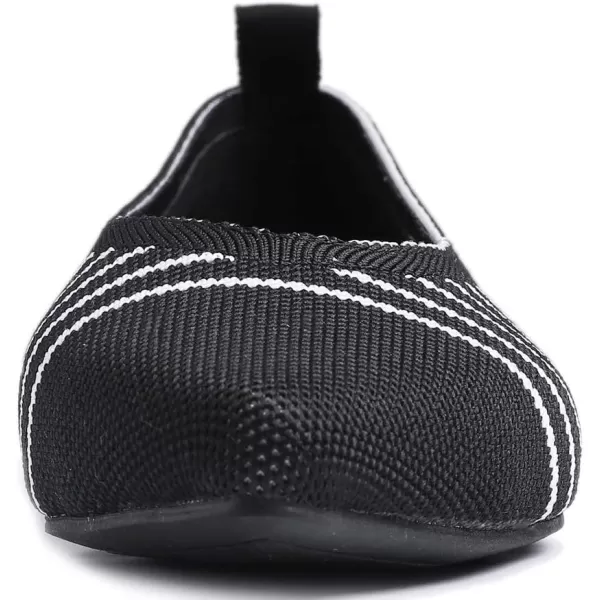 FEVERSOLE Women's Woven Pointy Fashion Cutouts Breathable Knit Flat Shoes