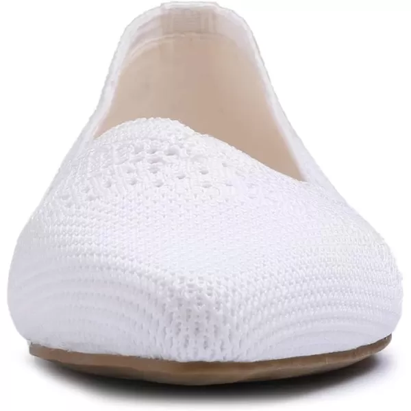 FEVERSOLE Women's Woven Pointy Fashion Cutouts Breathable Knit Flat Shoes