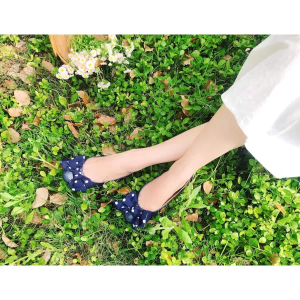 Feversole Women's Round Toe Cute Bow Trim Ballet Flats