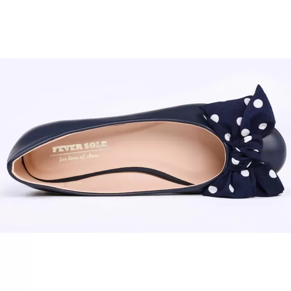 Feversole Women's Round Toe Cute Bow Trim Ballet Flats