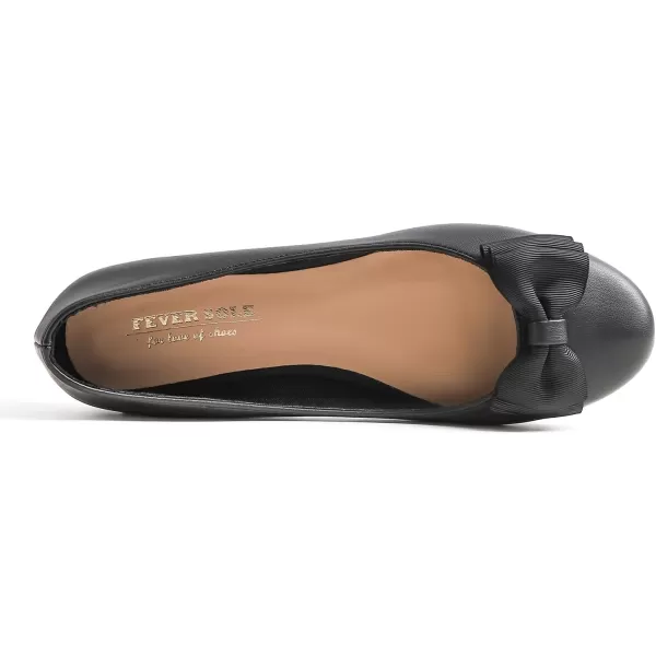 Feversole Women's Round Toe Cute Bow Trim Ballet Flats