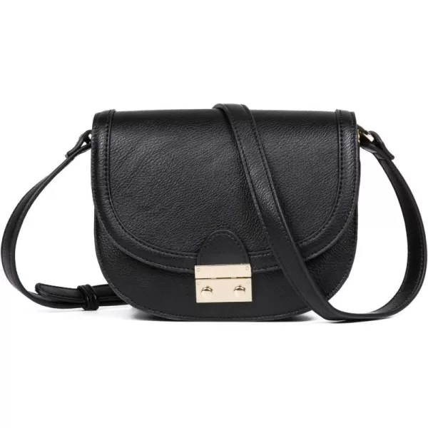 FEVERSOLE Crossbody Bag Vegan Leather Women Retro Small Saddle Satchel Shoulder Bag Tote With Long Adjustable Strap