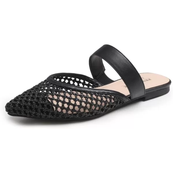 FEVERSOLE Pointed Toe Casual Slingback Flat Mules Women's Fashion Buckle Strap Slide Summer Slippers