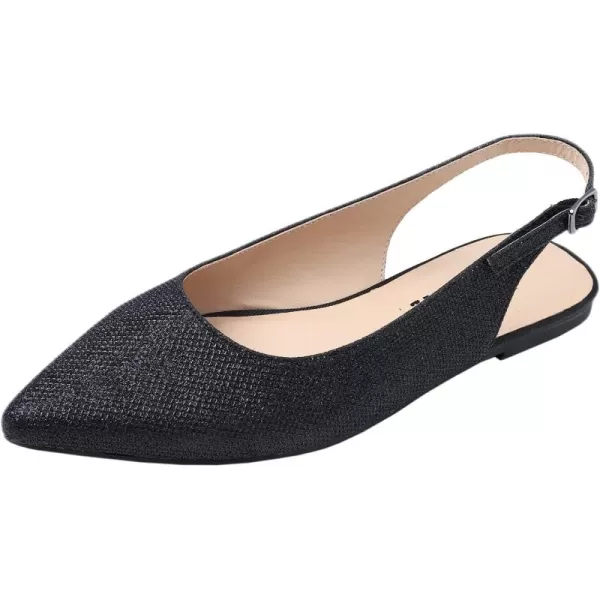 FEVERSOLE Pointed Toe Casual Slingback Flat Mules Women's Fashion Buckle Strap Slide Summer Slippers