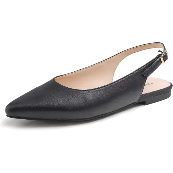 FEVERSOLE Pointed Toe Casual Slingback Flat Mules Women's Fashion Buckle Strap Slide Summer Slippers